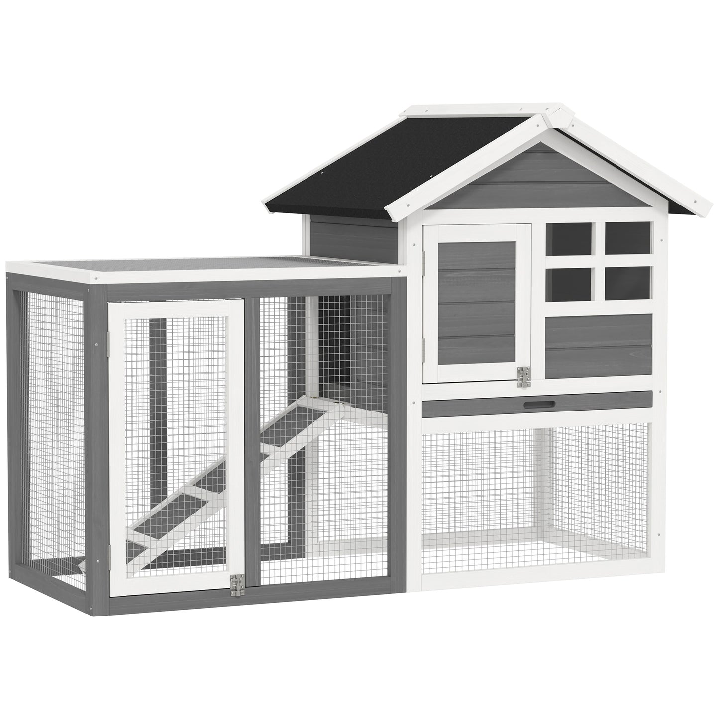 122Cm Rabbit Hutch Cage Bunny House Wooden Habitat Pet Small Animal W/ Tray Ramp