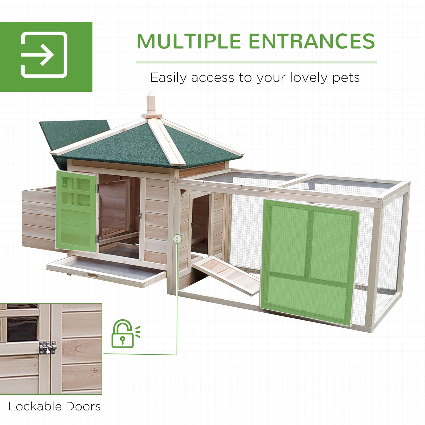 Chicken Coop Small Animal Pet Cage W/ Nesting Box Outdoor