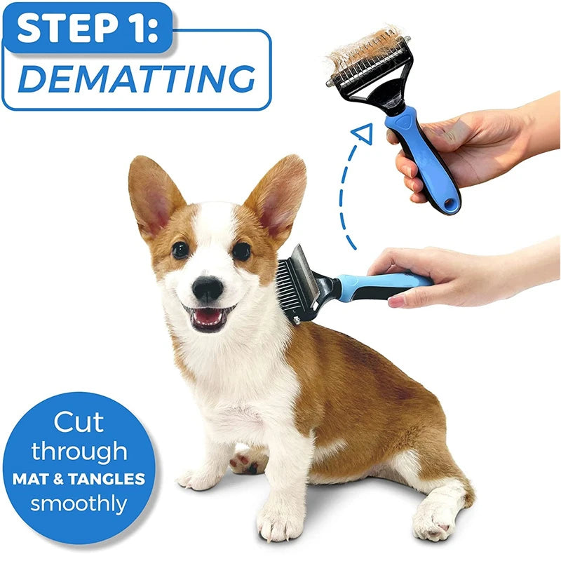 Pet Grooming Cleaning Tool 2 in 1 Pet Shedding Tool Combining Open Knot Hair Removal Hair Comb Hair Removal Comb for Cats Dogs