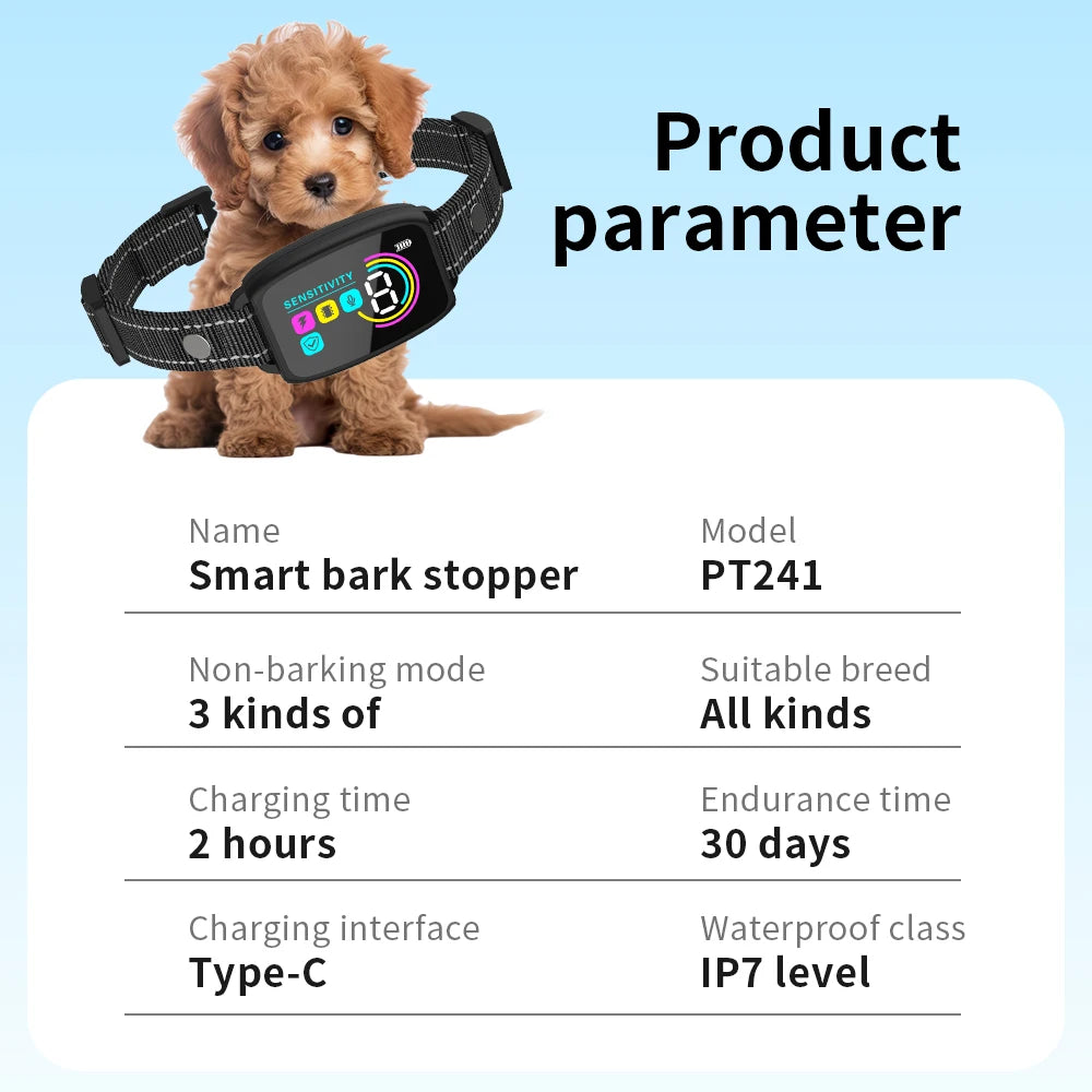 Automatic Dog Training Collar Shock Training Collar anti Barking Stop Barking Vibration anti Bark Collar Waterproof Type-C