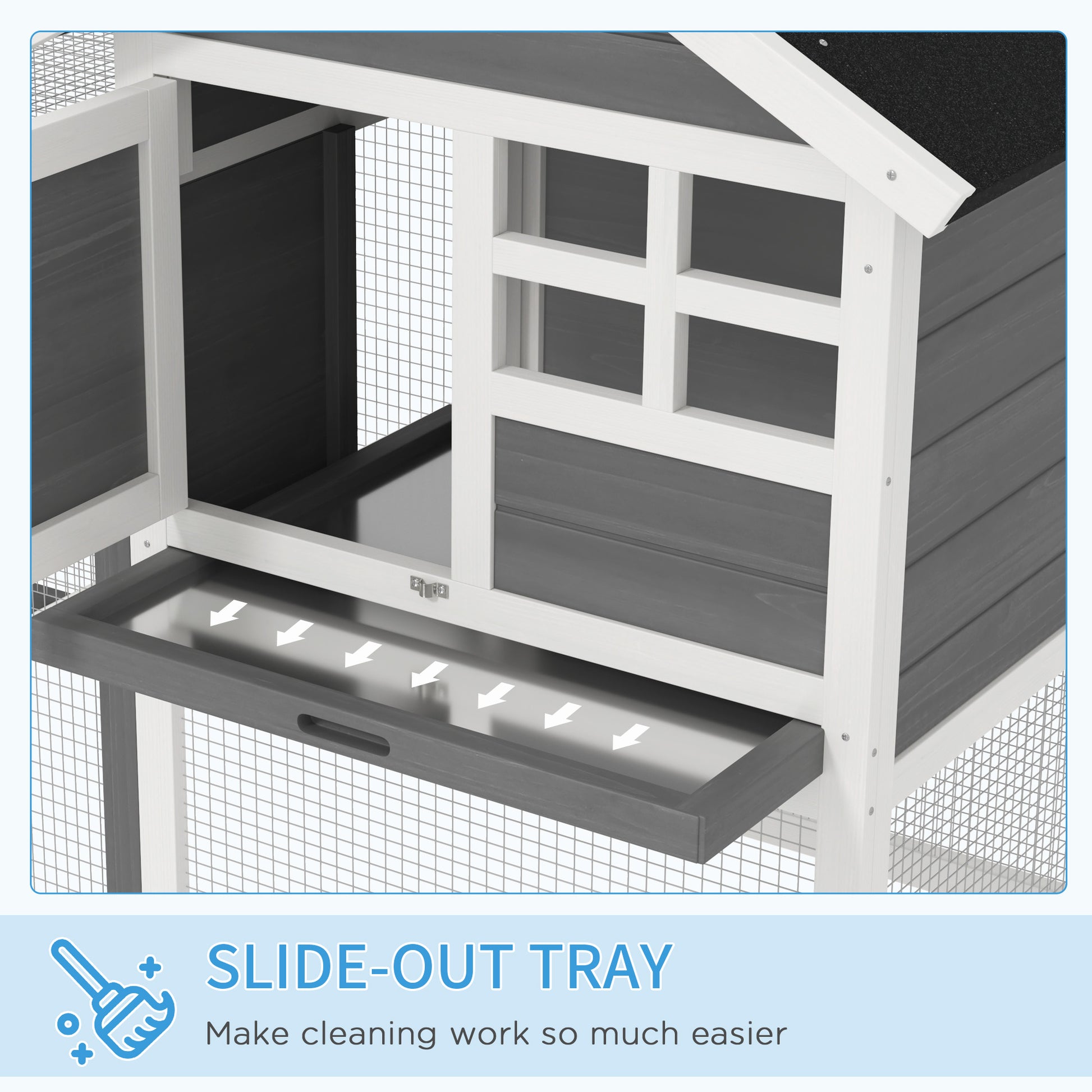 122Cm Rabbit Hutch Cage Bunny House Wooden Habitat Pet Small Animal W/ Tray Ramp