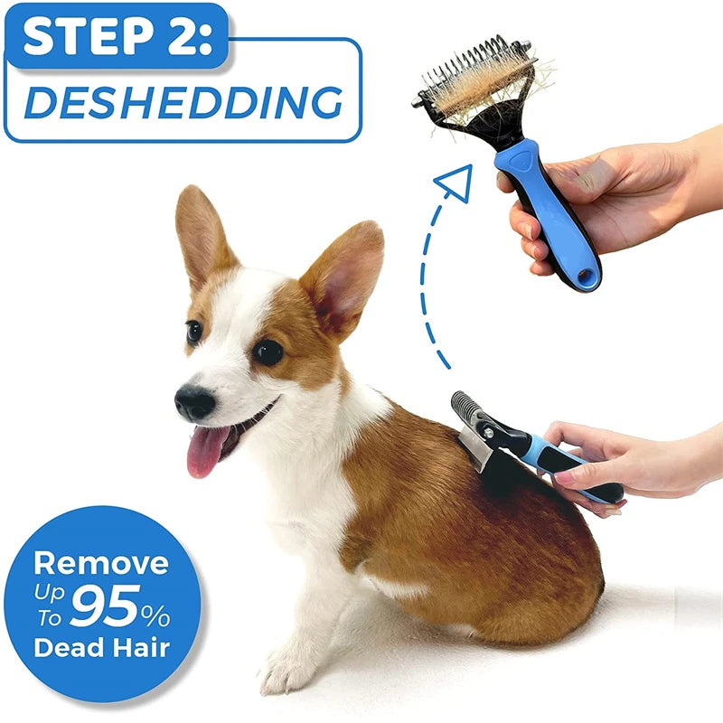 Pet Grooming Cleaning Tool 2 in 1 Pet Shedding Tool Combining Open Knot Hair Removal Hair Comb Hair Removal Comb for Cats Dogs