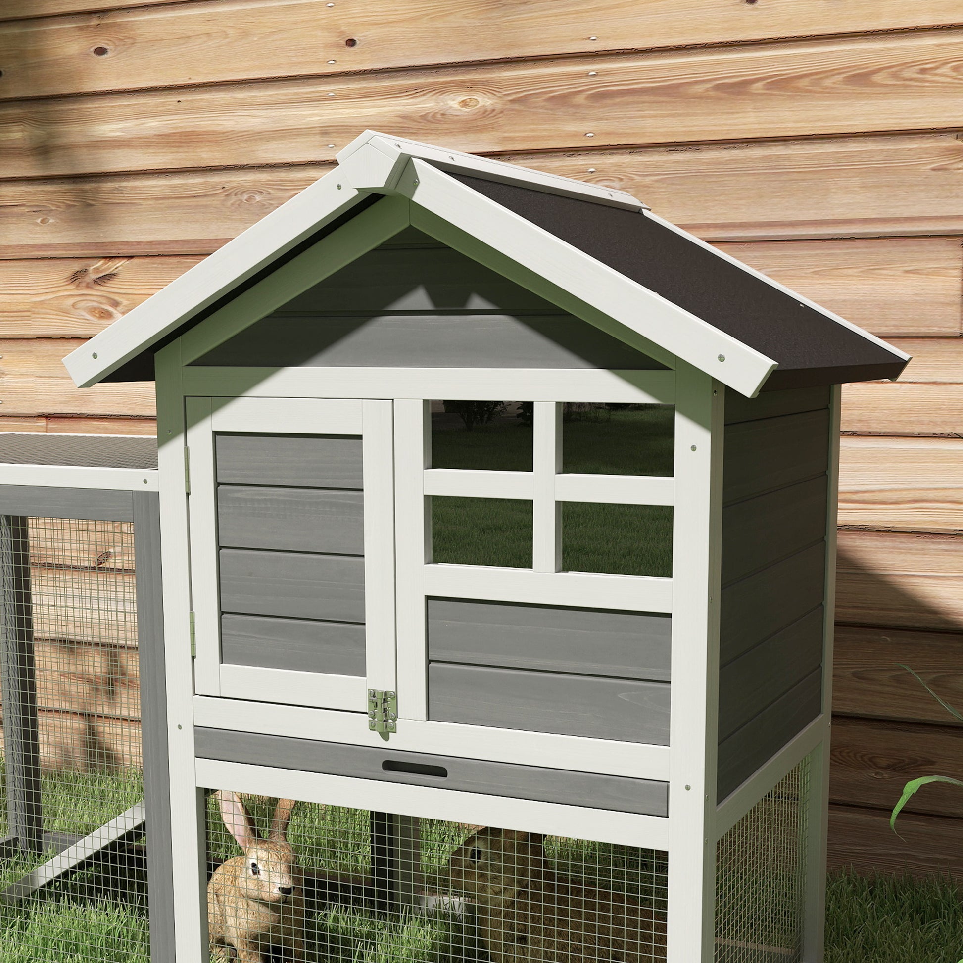 122Cm Rabbit Hutch Cage Bunny House Wooden Habitat Pet Small Animal W/ Tray Ramp
