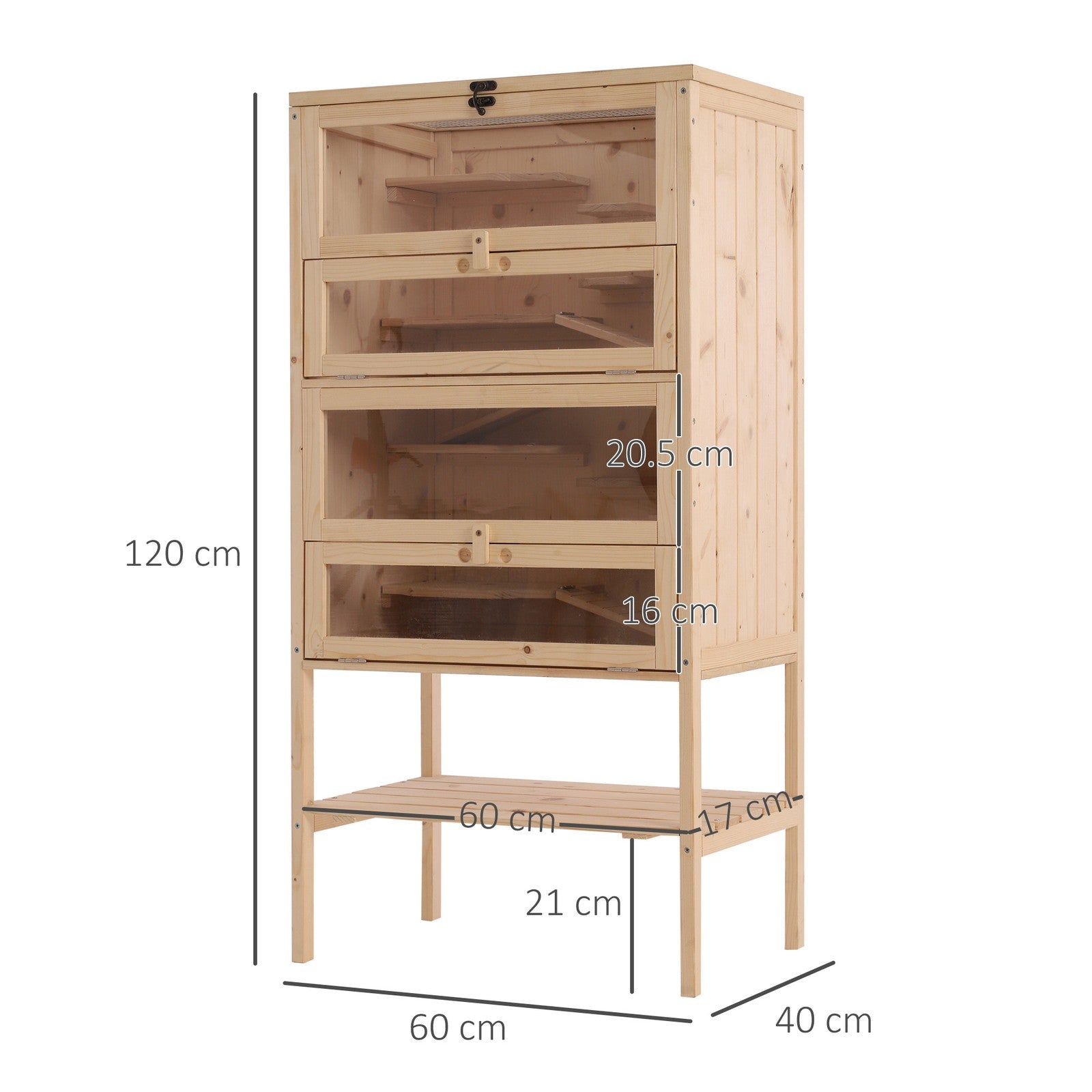 Pawhut Hamster Cage Wooden Mouse Rodent Small Pet Animals Tall 5-Tier Play