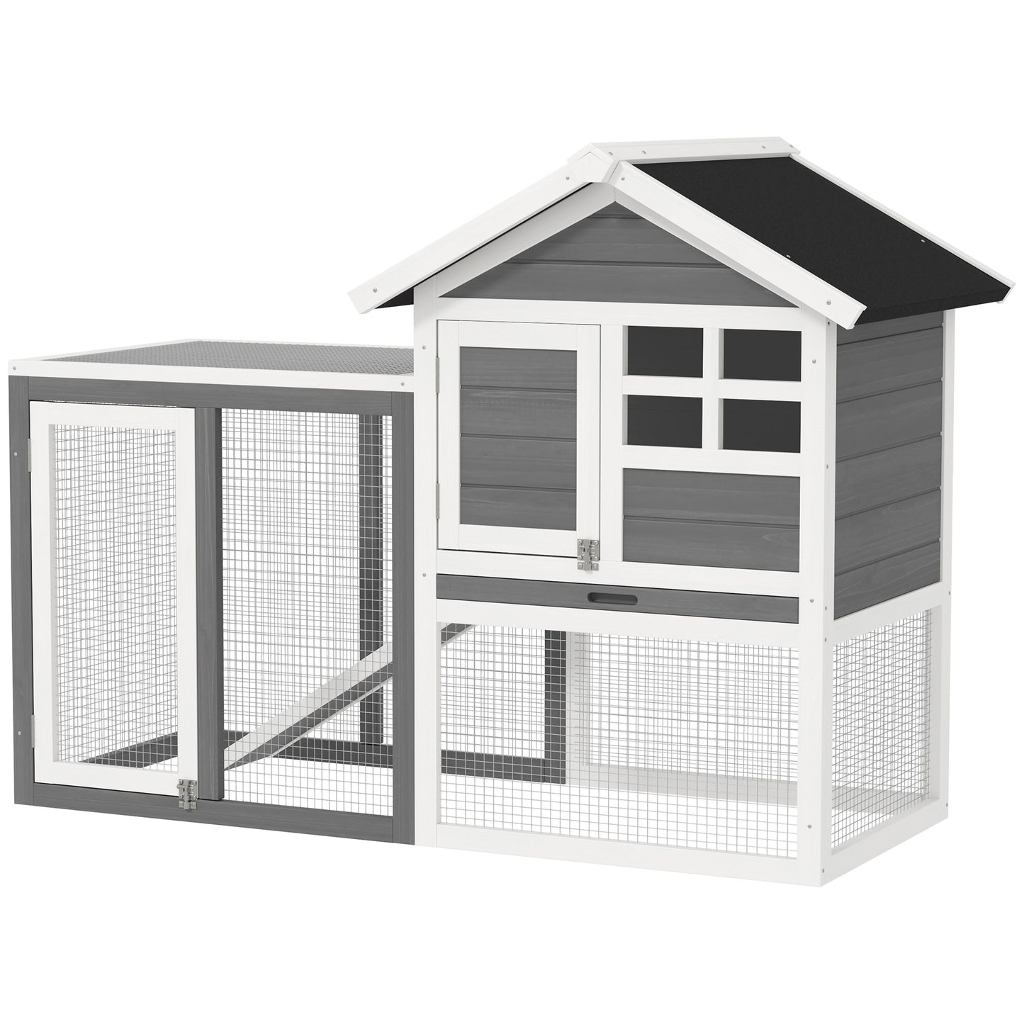 122Cm Rabbit Hutch Cage Bunny House Wooden Habitat Pet Small Animal W/ Tray Ramp