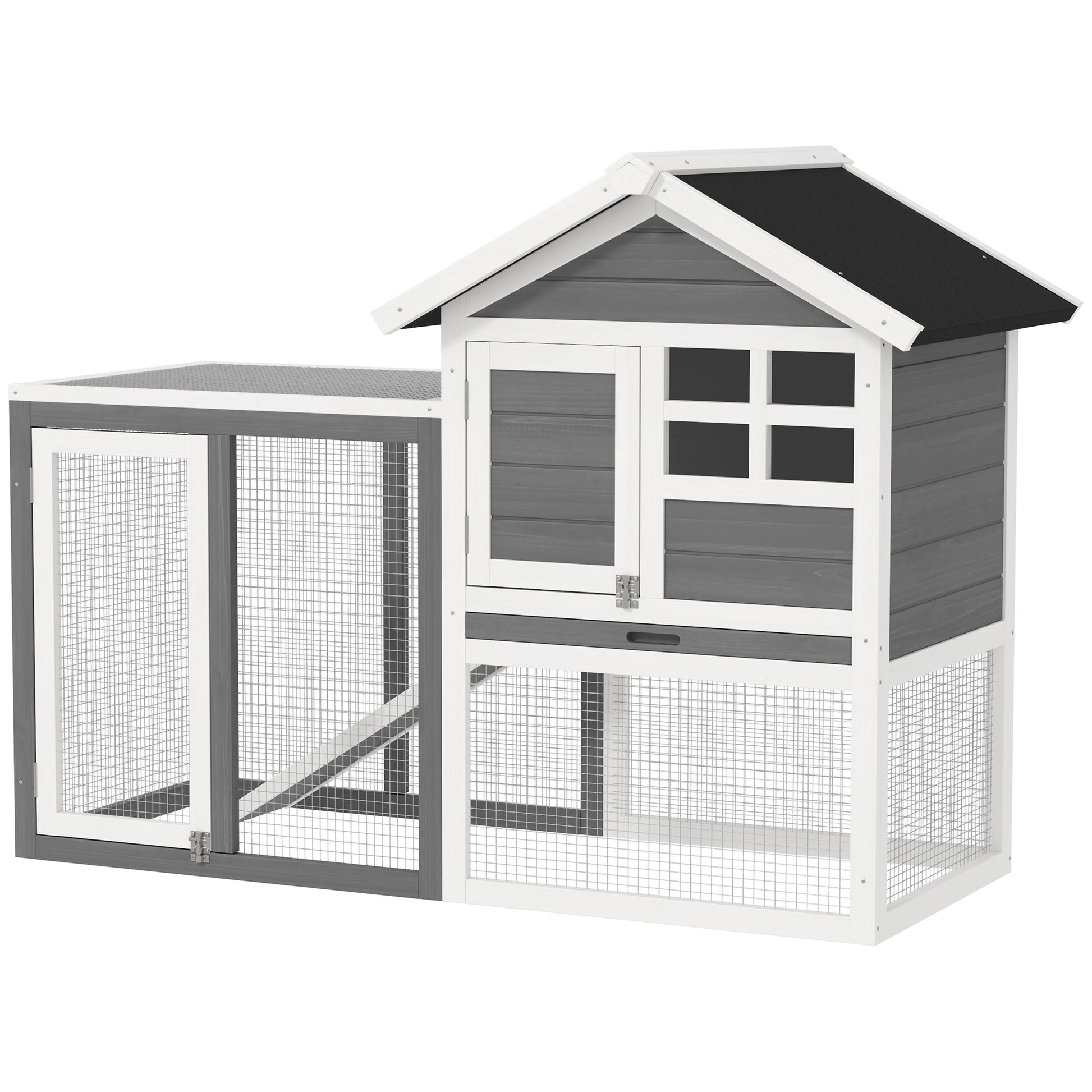 122Cm Rabbit Hutch Cage Bunny House Wooden Habitat Pet Small Animal W/ Tray Ramp