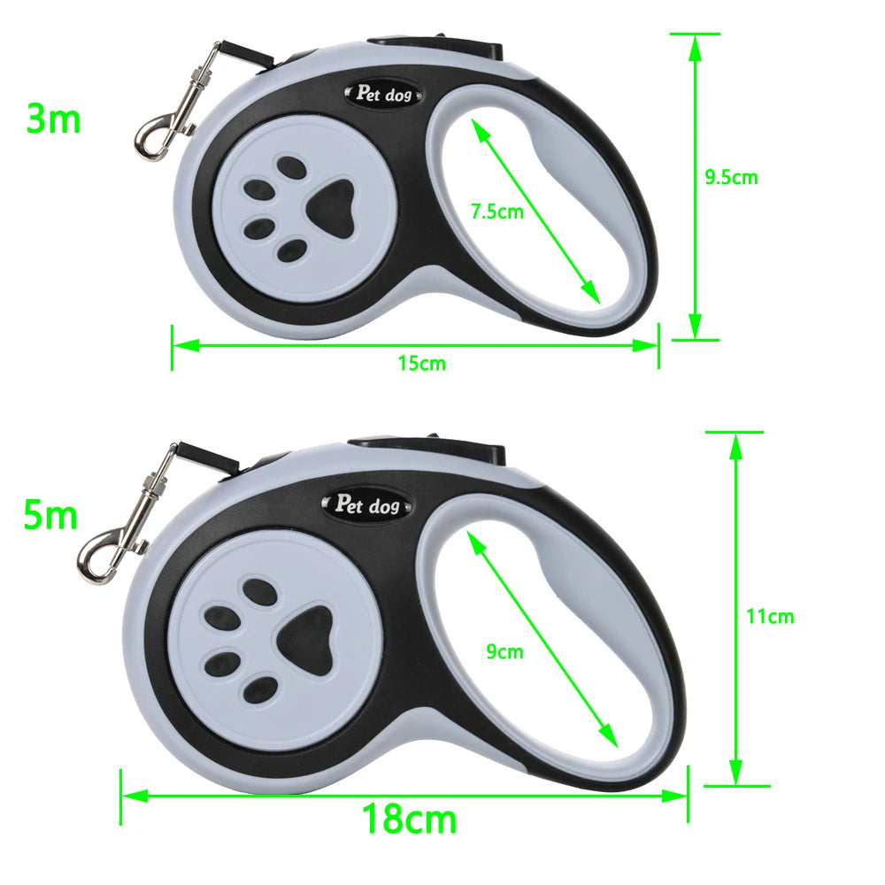 3M 5M Dog Paw Design Leash for Small Medium Large Dogs Outdoor Walking Puppy Strong Retractable Nylon Rope Yorkies Pet Supplies