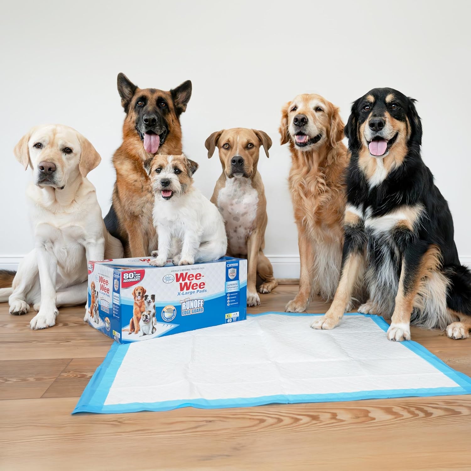 Wee-Wee Superior Performance Pee Pads for Dogs & Puppies, with 6-Layer Leak Proof Technology, for House Training – Gigantic, 69.85Cm X 111.76Cm (27.5" X 44"), (18 Count)