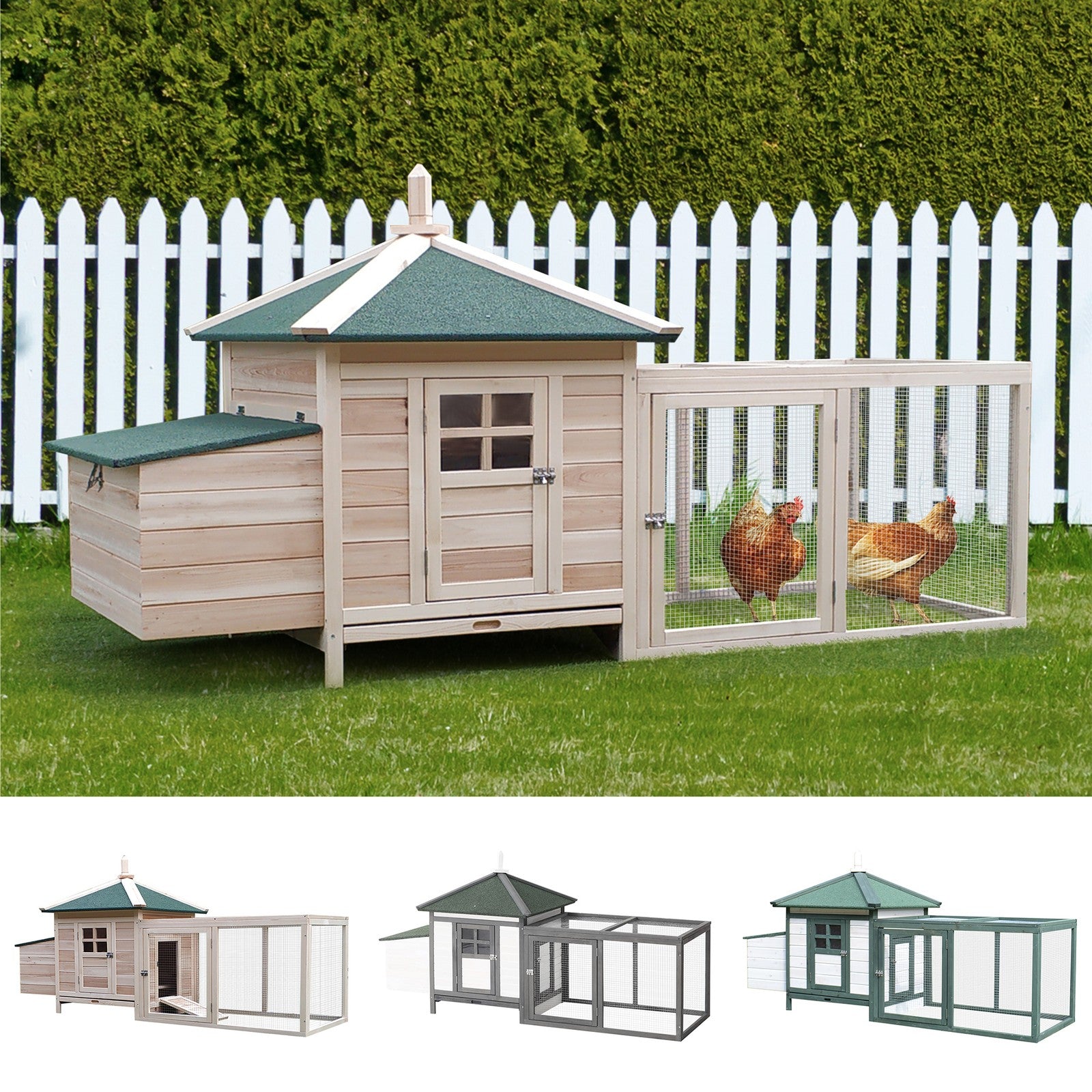 Chicken Coop Small Animal Pet Cage W/ Nesting Box Outdoor