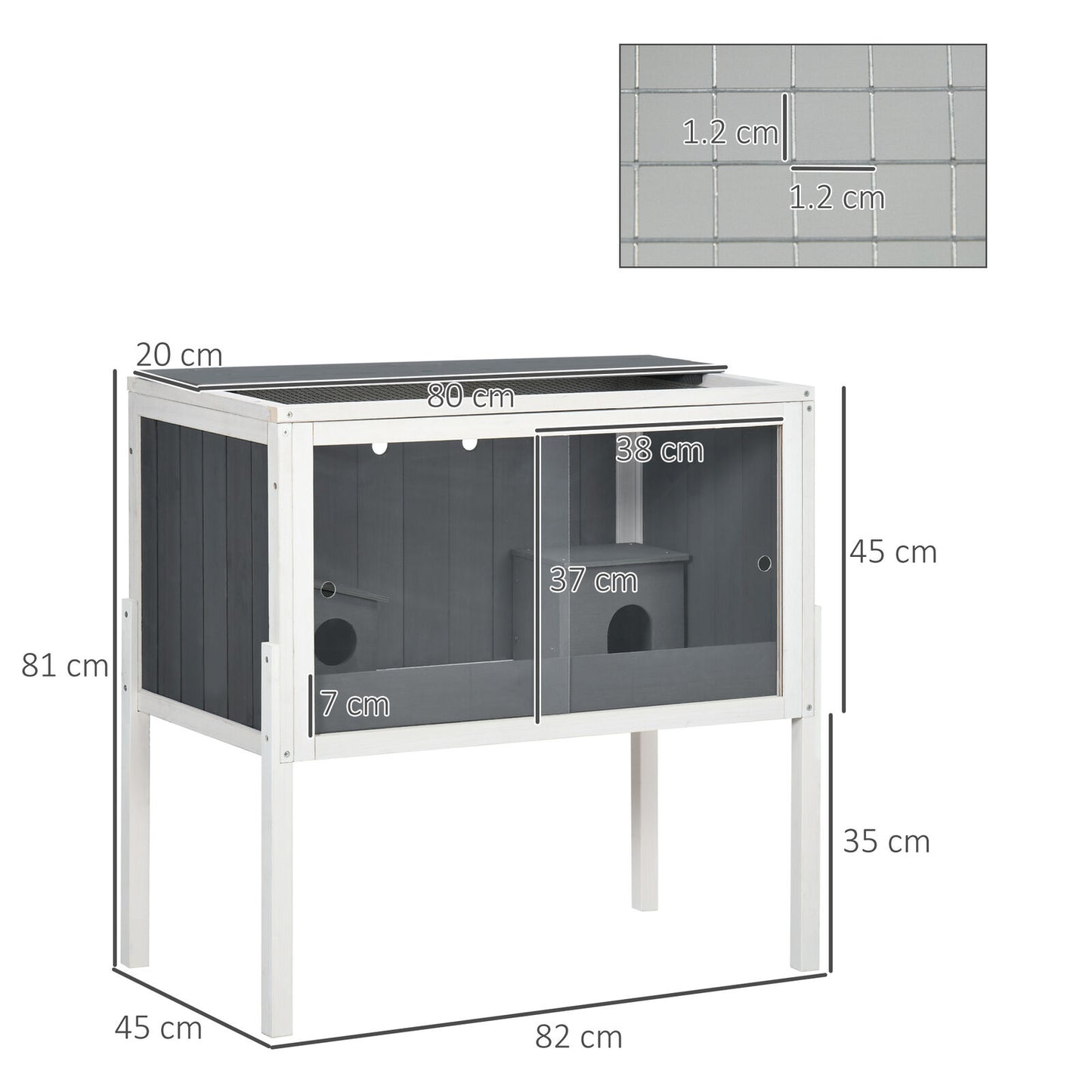 Wooden Hamster Cage, Small Animal Hutch W/ Top Shelf, Huts, Spacious Room