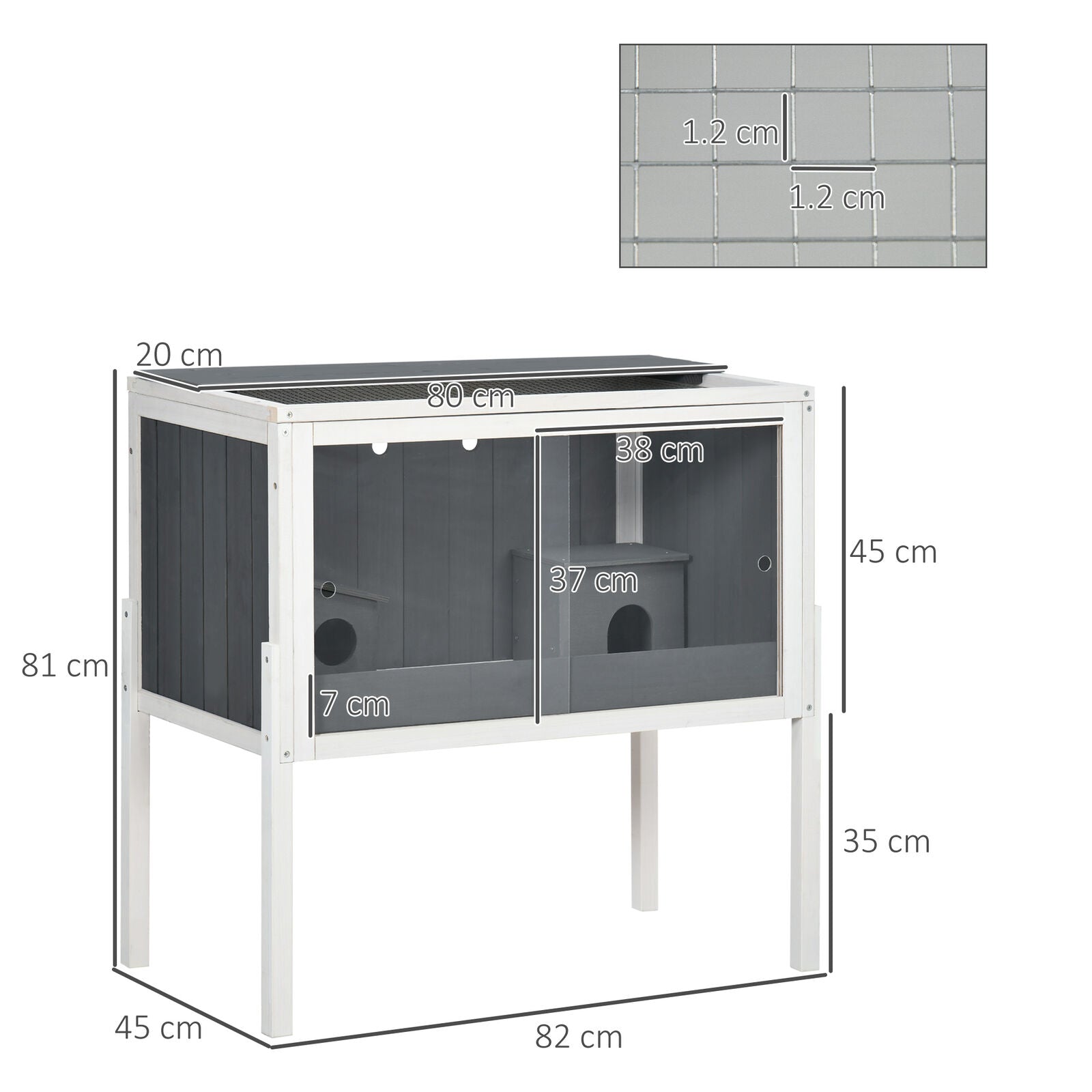 Wooden Hamster Cage, Small Animal Hutch W/ Top Shelf, Huts, Spacious Room