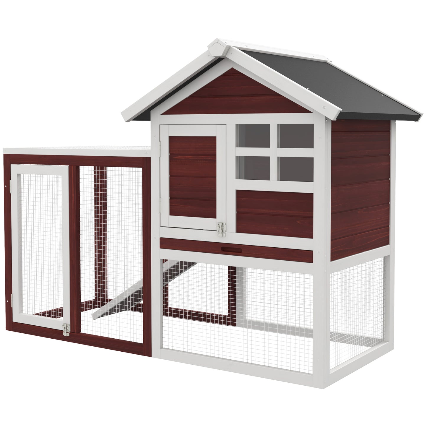 122Cm Rabbit Hutch Cage Bunny House Wooden Habitat Pet Small Animal W/ Tray Ramp