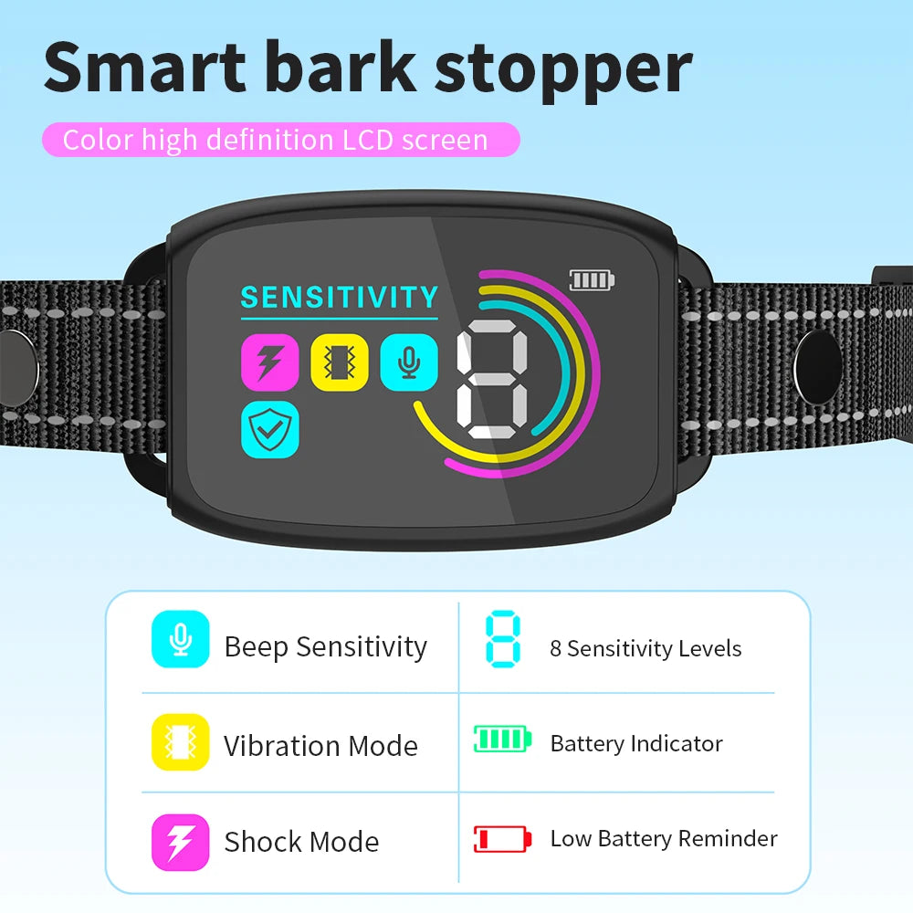 Automatic Dog Training Collar Shock Training Collar anti Barking Stop Barking Vibration anti Bark Collar Waterproof Type-C