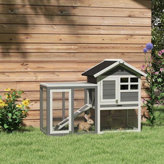 122Cm Rabbit Hutch Cage Bunny House Wooden Habitat Pet Small Animal W/ Tray Ramp