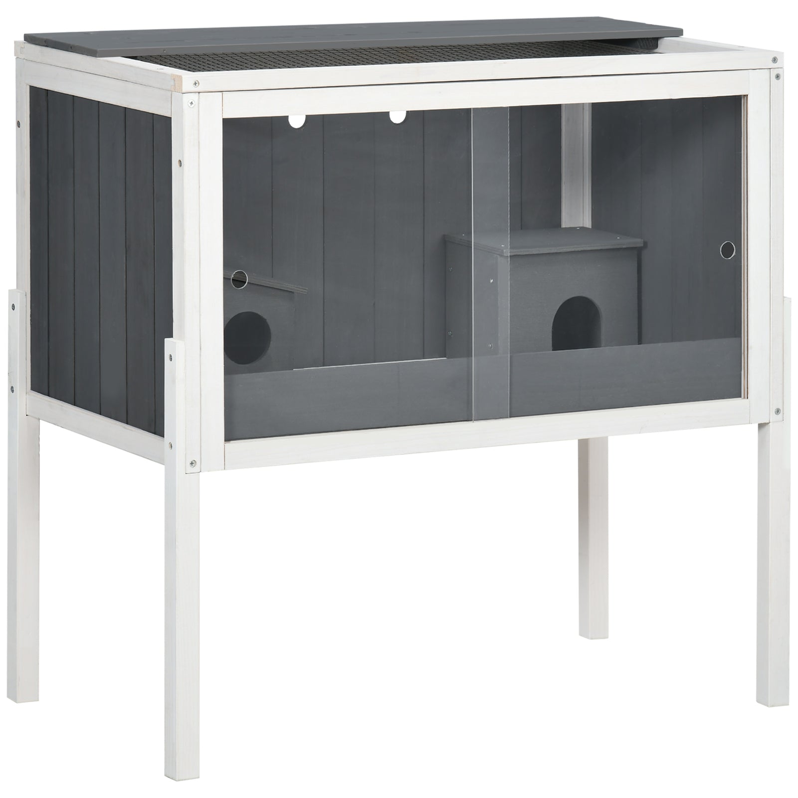 Wooden Hamster Cage, Small Animal Hutch W/ Top Shelf, Huts, Spacious Room