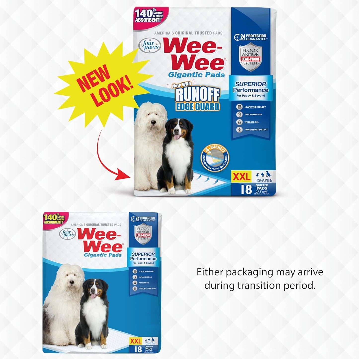 Wee-Wee Superior Performance Pee Pads for Dogs & Puppies, with 6-Layer Leak Proof Technology, for House Training – Gigantic, 69.85Cm X 111.76Cm (27.5" X 44"), (18 Count)