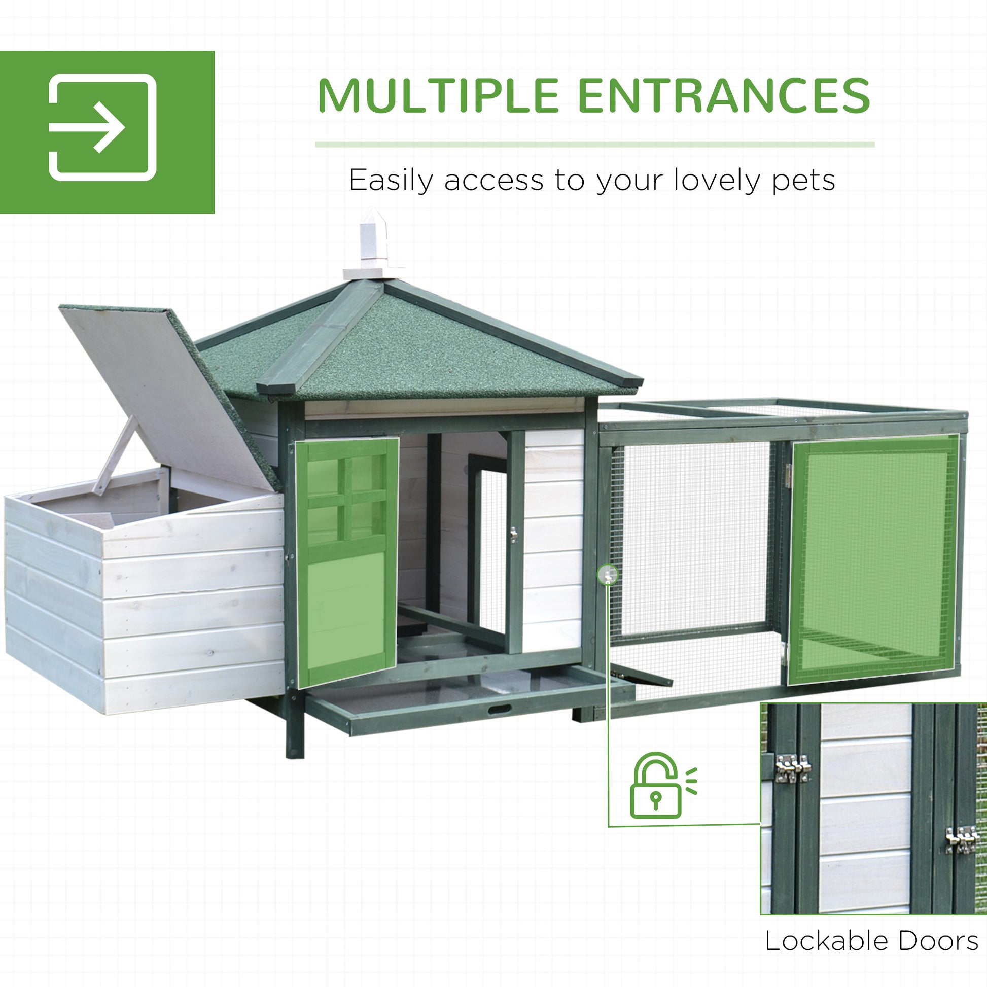 Chicken Coop Small Animal Pet Cage W/ Nesting Box Outdoor