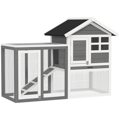 122Cm Rabbit Hutch Cage Bunny House Wooden Habitat Pet Small Animal W/ Tray Ramp