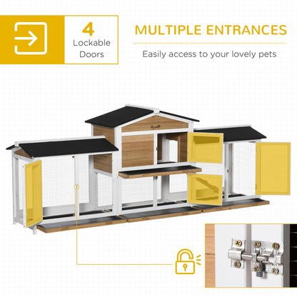 Pawhut Rabbit Hutch, 2-Tier Guinea Pig Hutch, W/ Two Runs, Pull-Out Tray