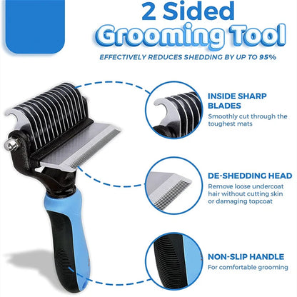Pet Grooming Cleaning Tool 2 in 1 Pet Shedding Tool Combining Open Knot Hair Removal Hair Comb Hair Removal Comb for Cats Dogs