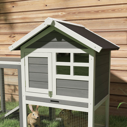 122Cm Rabbit Hutch Cage Bunny House Wooden Habitat Pet Small Animal W/ Tray Ramp