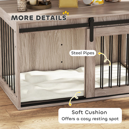 Pawhut Dog Crate Furniture with Removable Cushion for Large Dogs - Brown