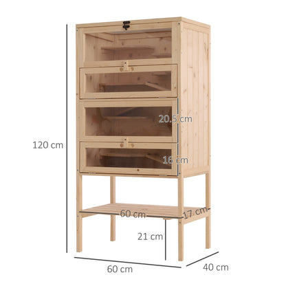 Pawhut Hamster Cage Wooden Mouse Rodent Small Pet Animals Tall 5-Tier Play