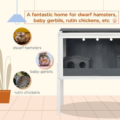Wooden Hamster Cage, Small Animal Hutch W/ Top Shelf, Huts, Spacious Room