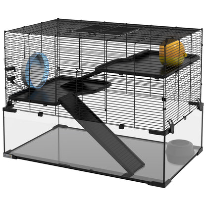 3 Tiers Hamster Cage, Gerbil Cage W/ Ramps, Exercise Wheel
