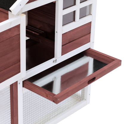 122Cm Rabbit Hutch Cage Bunny House Wooden Habitat Pet Small Animal W/ Tray Ramp