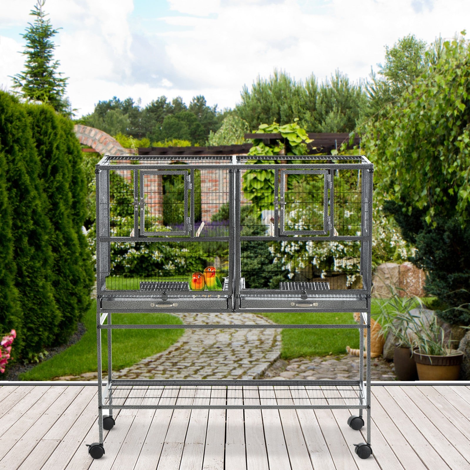 Large Bird Cage for Finch Canaries Parakeets Cockatiels W/ Food and Water Bowls