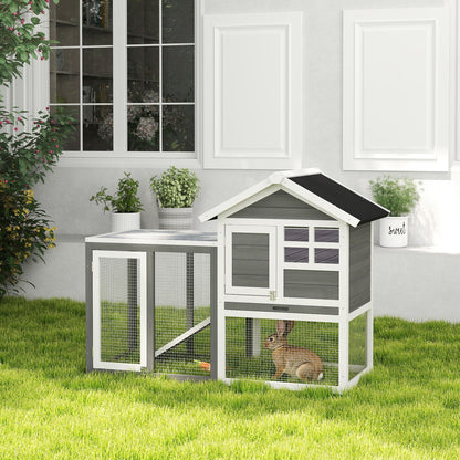 122Cm Rabbit Hutch Cage Bunny House Wooden Habitat Pet Small Animal W/ Tray Ramp
