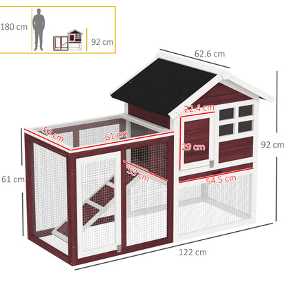 122Cm Rabbit Hutch Cage Bunny House Wooden Habitat Pet Small Animal W/ Tray Ramp