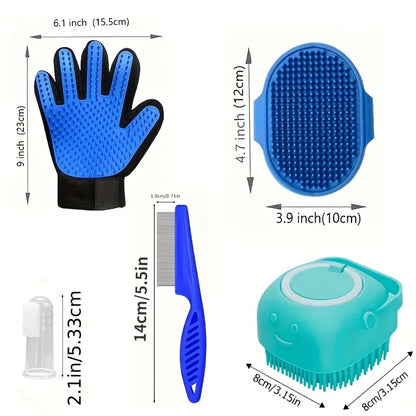 8 Pcs Pet Grooming Set, Hair Removal Comb for Dog, Flea Comb, Dog Shampoo Brush, Pet Nail Clippers, Dog Toothbrush Set