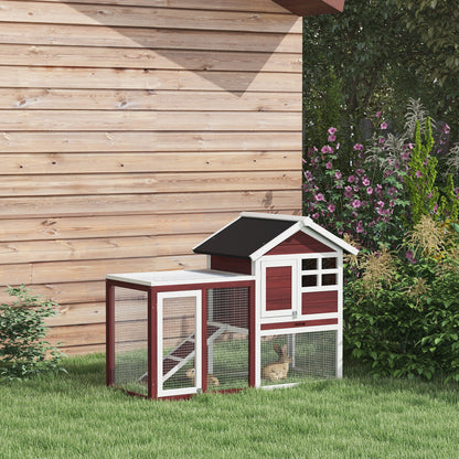 Pawhut 122Cm Wooden Rabbit Hutch Bunny Cage Pet House with Tray Ladder Run