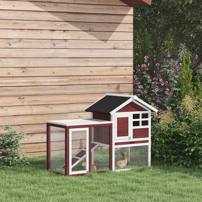 122Cm Rabbit Hutch Cage Bunny House Wooden Habitat Pet Small Animal W/ Tray Ramp