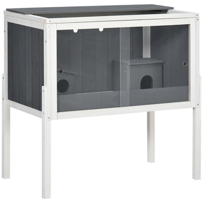 Wooden Hamster Cage, Small Animal Hutch W/ Top Shelf, Huts, Spacious Room